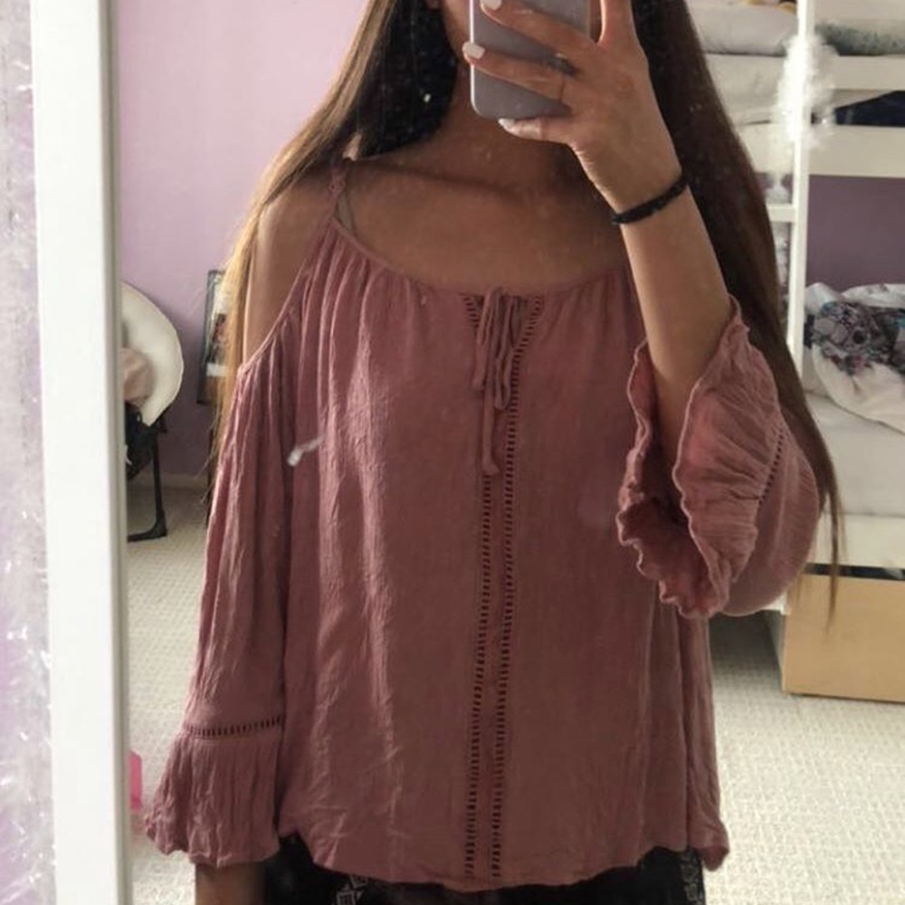 Papaya cold shoulder top